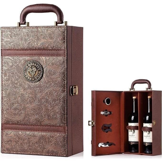 Danmu 2 - Bottle Wine Box with Leatherette Top Handle & 4 Wine Accessories - Caná Wine Shop